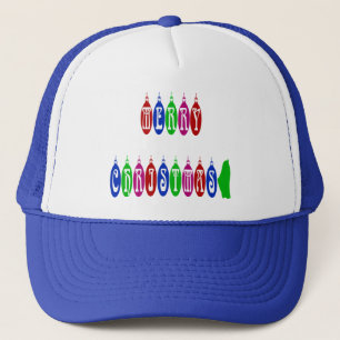 Colourful Merry Christmas Ornament Font Trucker Hat