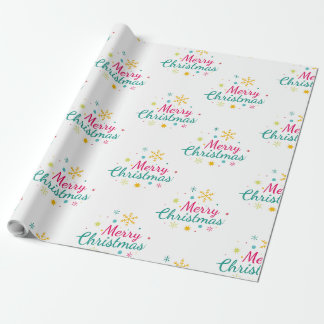 Colourful Merry Christmas Snowflake Wrapping Paper
