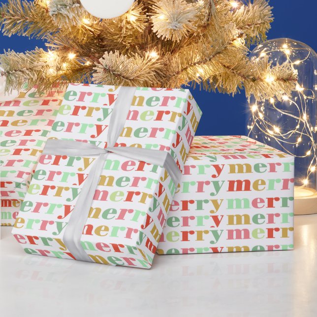 Colourful merry christmas  wrapping paper (Holidays)
