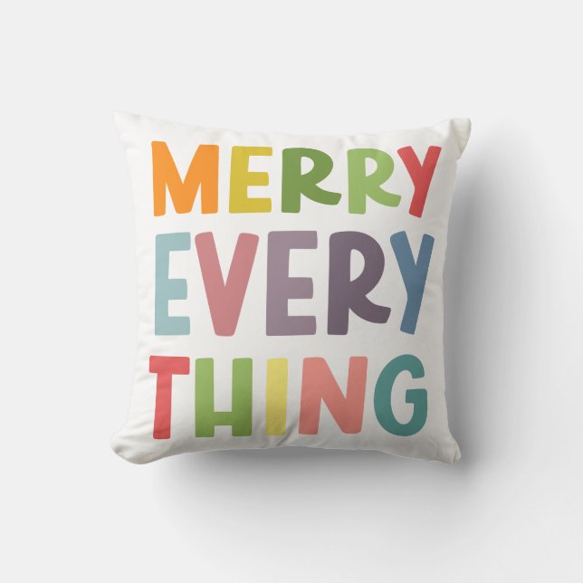 Colourful Merry Everything Inclusive HOLIDAY COZY Cushion (Front)