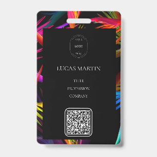 Colourful Messy Black Base Employee Name ID Badge