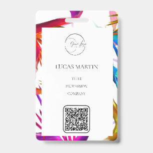 Colourful Messy Tropical Employee Name ID Badge
