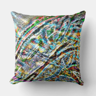 Colourful messy with patches of vibrant colours cushion