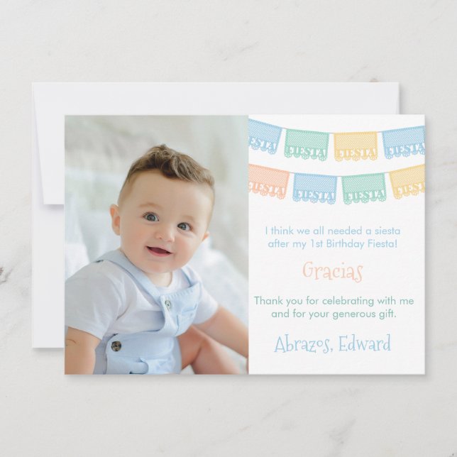 Colourful Mexican Birthday Fiesta Papel Picado Thank You Card (Front)