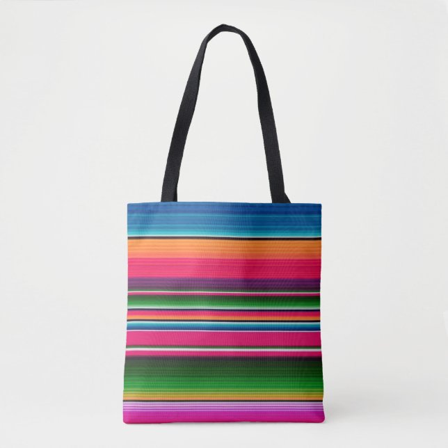 Colourful Mexican Blanket Rainbow Spanish Blanket Tote Bag (Front)