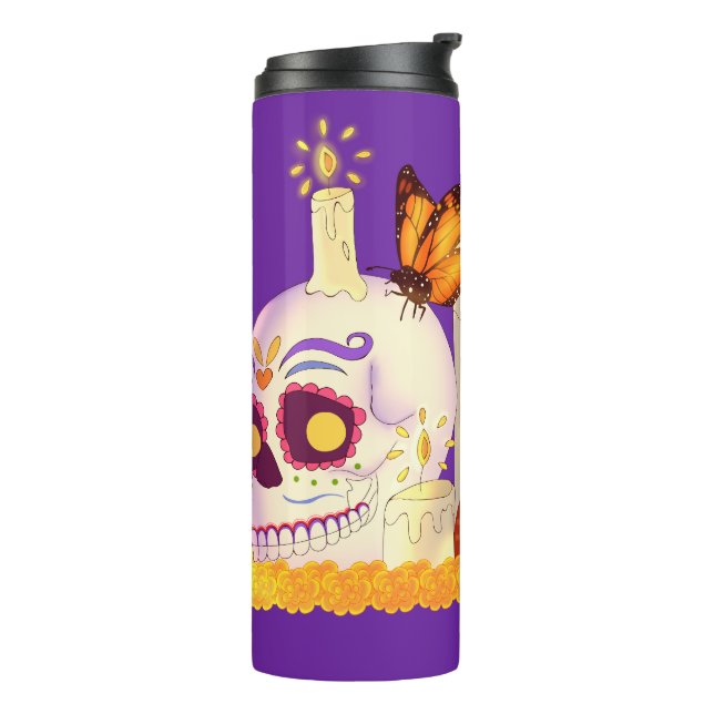 Colourful Mexican Day Of The Dead Sugar Skull  Thermal Tumbler (Rotated Left)