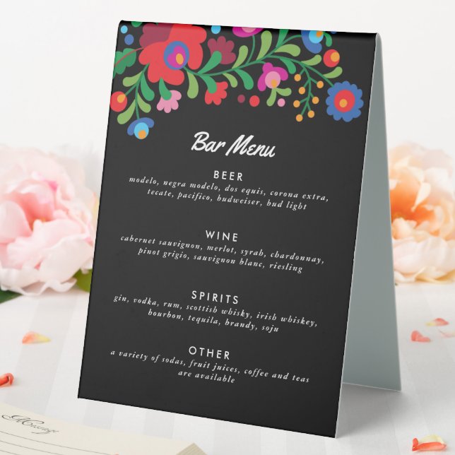 Colourful Mexican Embroidery Bar Menu (In SItu (Wedding))
