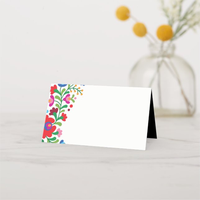 Colourful Mexican Embroidery Blank Place Card (Front)