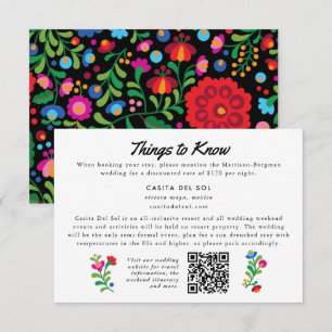 Colourful  Mexican Embroidery Folk Art Info Card
