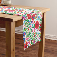 Colourful Mexican Embroidery Pattern on Navy Blue