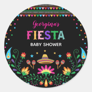 Colourful Mexican Fiesta Baby Shower Party Decor Classic Round Sticker