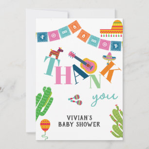 Colourful Mexican Fiesta Baby Shower Thank You Card