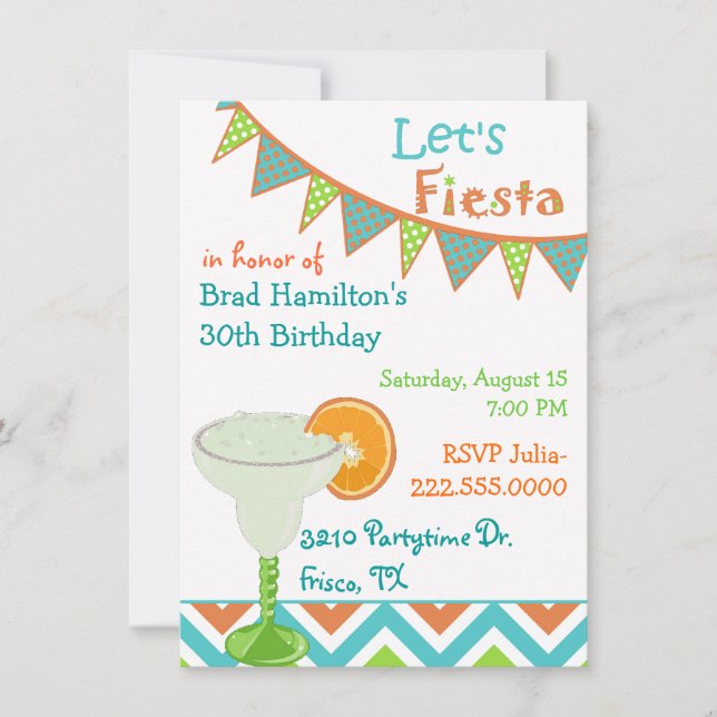 Colourful Mexican Fiesta Birthday Party Invitation (Front)