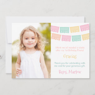 Colourful Mexican Fiesta Birthday Party Photo Thank You Card
