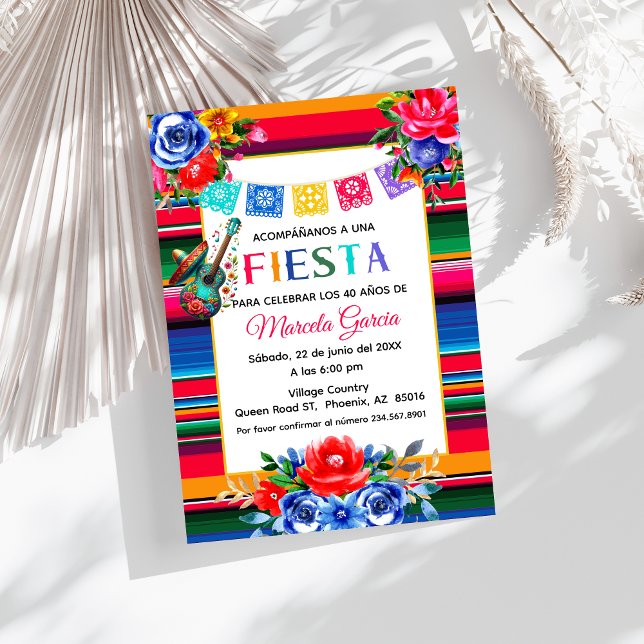 Colourful Mexican Fiesta Birthday Party Spanish Invitation (Creator Uploaded)