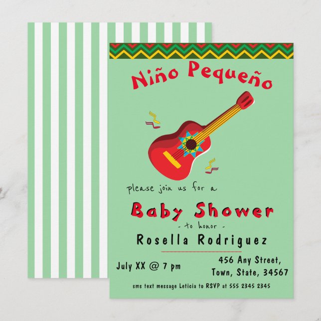 Colourful Mexican Fiesta Boy Baby Shower Invitatio Invitation (Front/Back)