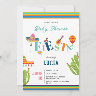 Colourful Mexican Fiesta Cactus  Baby Shower Invitation