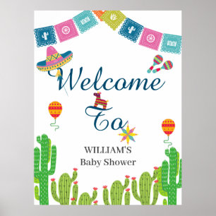 Colourful Mexican Fiesta Cactus Baby Shower Poster