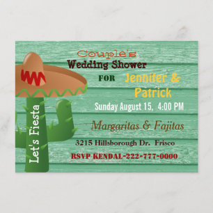Colourful Mexican Fiesta Couple's Wedding Shower Invitation