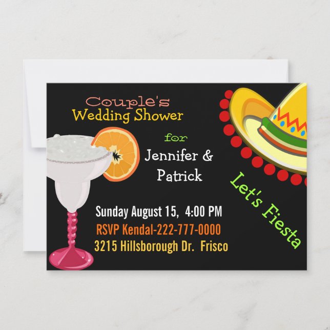 Colourful Mexican Fiesta Couple's Wedding Shower Invitation (Front)