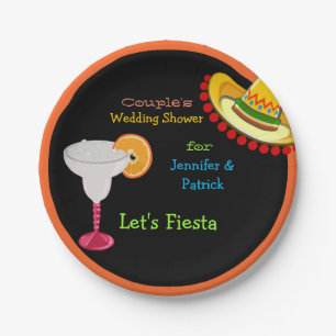 Colourful Mexican Fiesta Couple's Wedding Shower Paper Plate