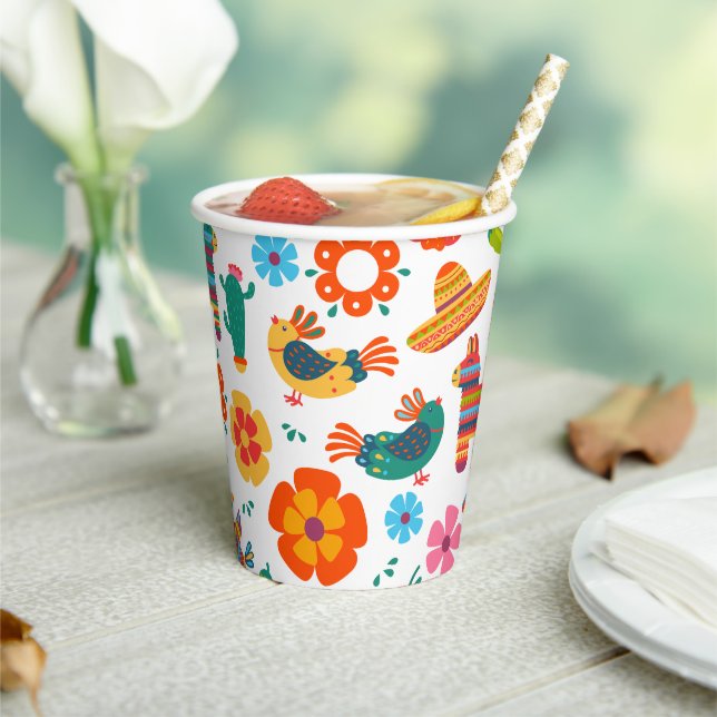 Colourful Mexican Fiesta Event Party Paper Cups (Insitu)