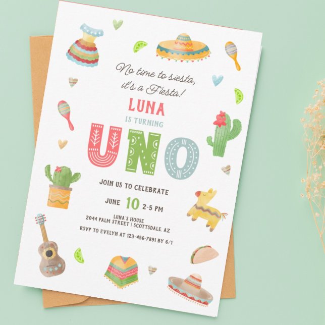 Colourful Mexican Fiesta First Birthday  Invitation (Creator Uploaded)