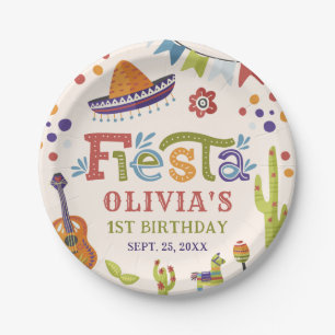 Colourful Mexican Fiesta First Birthday Paper Plate