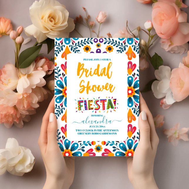 Colourful Mexican Fiesta Floral Bridal Shower  Invitation (Creator Uploaded)