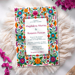 Colourful Mexican Fiesta Floral Embroidery Wedding Invitation