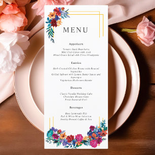 Colourful Mexican Fiesta Floral Wedding Menu