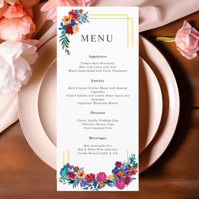 Colourful Mexican Fiesta Floral Wedding Menu (Creator Uploaded)