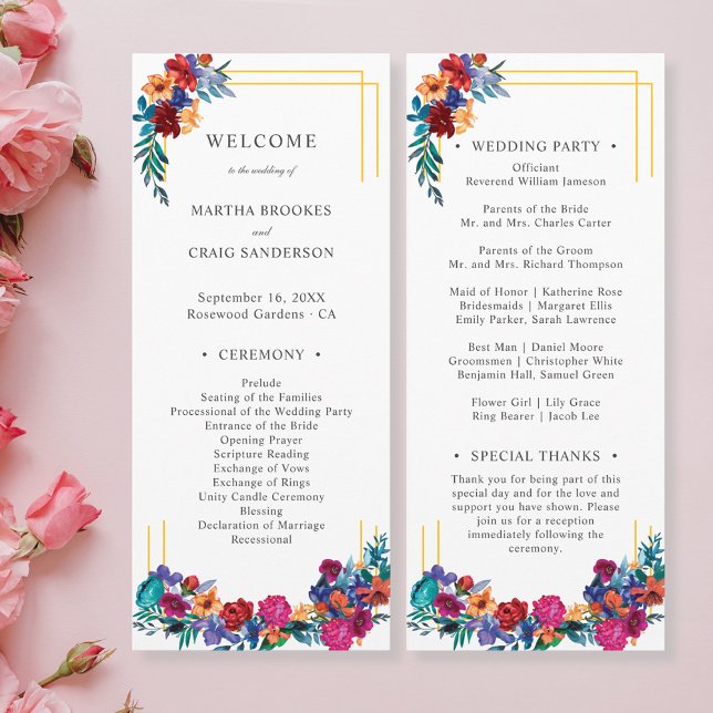 Colourful Mexican Fiesta Floral Wedding Program Programme (Creator Uploaded)