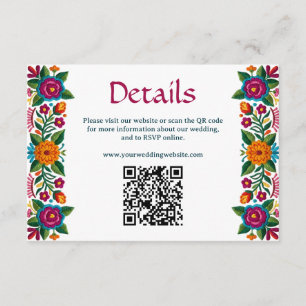 Colourful Mexican Fiesta Floral Wedding Website QR Enclosure Card