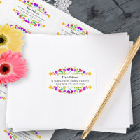 Colourful Mexican Fiesta Folk Art White Address