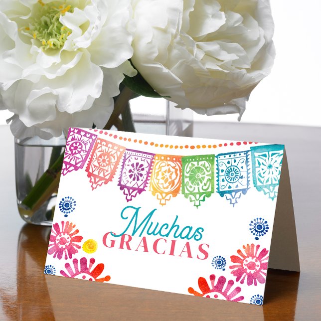 Colourful Mexican Fiesta Muchas Gracias  Thank You Card (Colorful Mexican Fiesta Muchas Gracias Thank You Card)