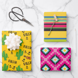 Colourful Mexican Fiesta Pattern Wrapping Paper Sheet