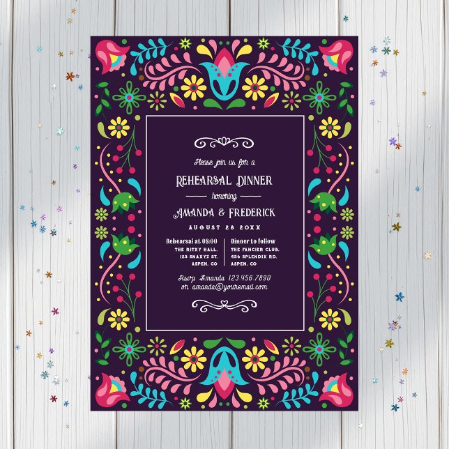 Colourful Mexican Fiesta Rehearsal Dinner Invitation (Colorful Mexican Fiesta Rehearsal Dinner Invitation)