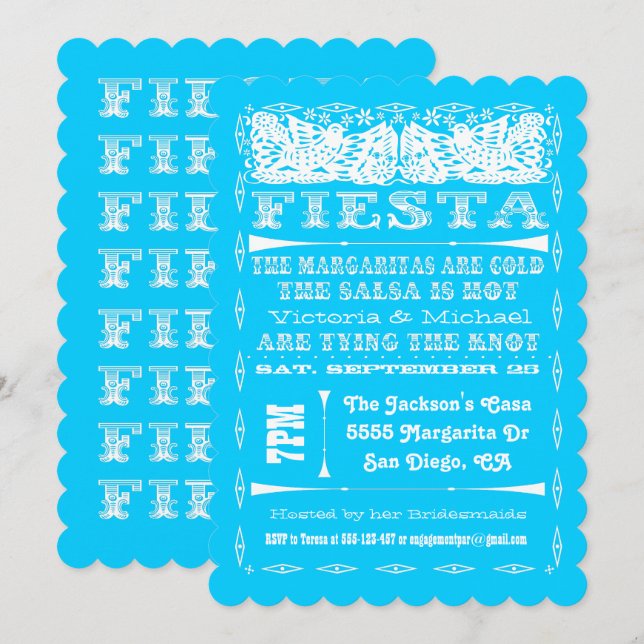 Colourful Mexican Fiesta Rehearsal Dinner Invitation (Front/Back)