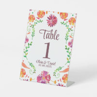 Colourful Mexican Fiesta Wedding Table Number