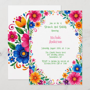Colourful Mexican Floral Brunch and Bubbly Invitation