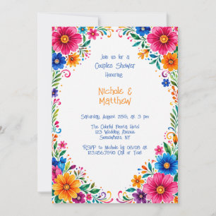 Colourful Mexican Floral Couples Shower  Invitation