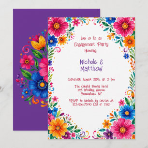 Colourful Mexican Floral Engagement Party Invitation
