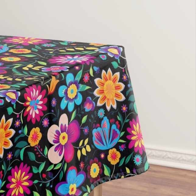 Colourful Mexican Floral Fiesta Pattern Tablecloth (In Situ)