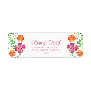 Colourful Mexican Floral Fiesta Return Address