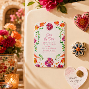 Colourful Mexican Floral Fiesta Save the Date Magnet