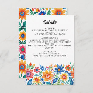 Colourful Mexican Floral Fiesta Wedding Enclosure Card