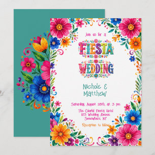 Colourful Mexican Floral Fiesta Wedding Invitation