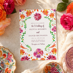 Colourful Mexican Floral Fiesta Wedding Invitation