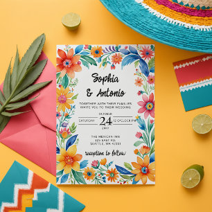 Colourful Mexican Floral Fiesta Wedding Invitation